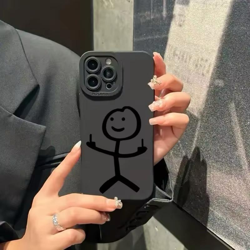 Phone Case Funny Minimalist Adult Design with Cartoon Character for iPhone