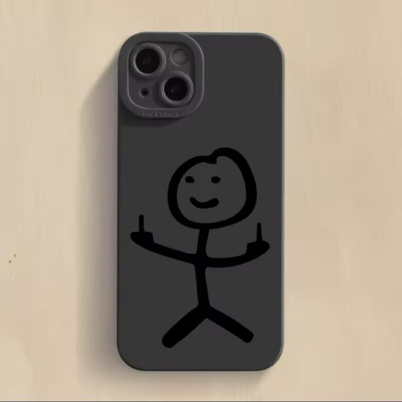 Phone Case Funny Minimalist Adult Design with Cartoon Character for iPhone